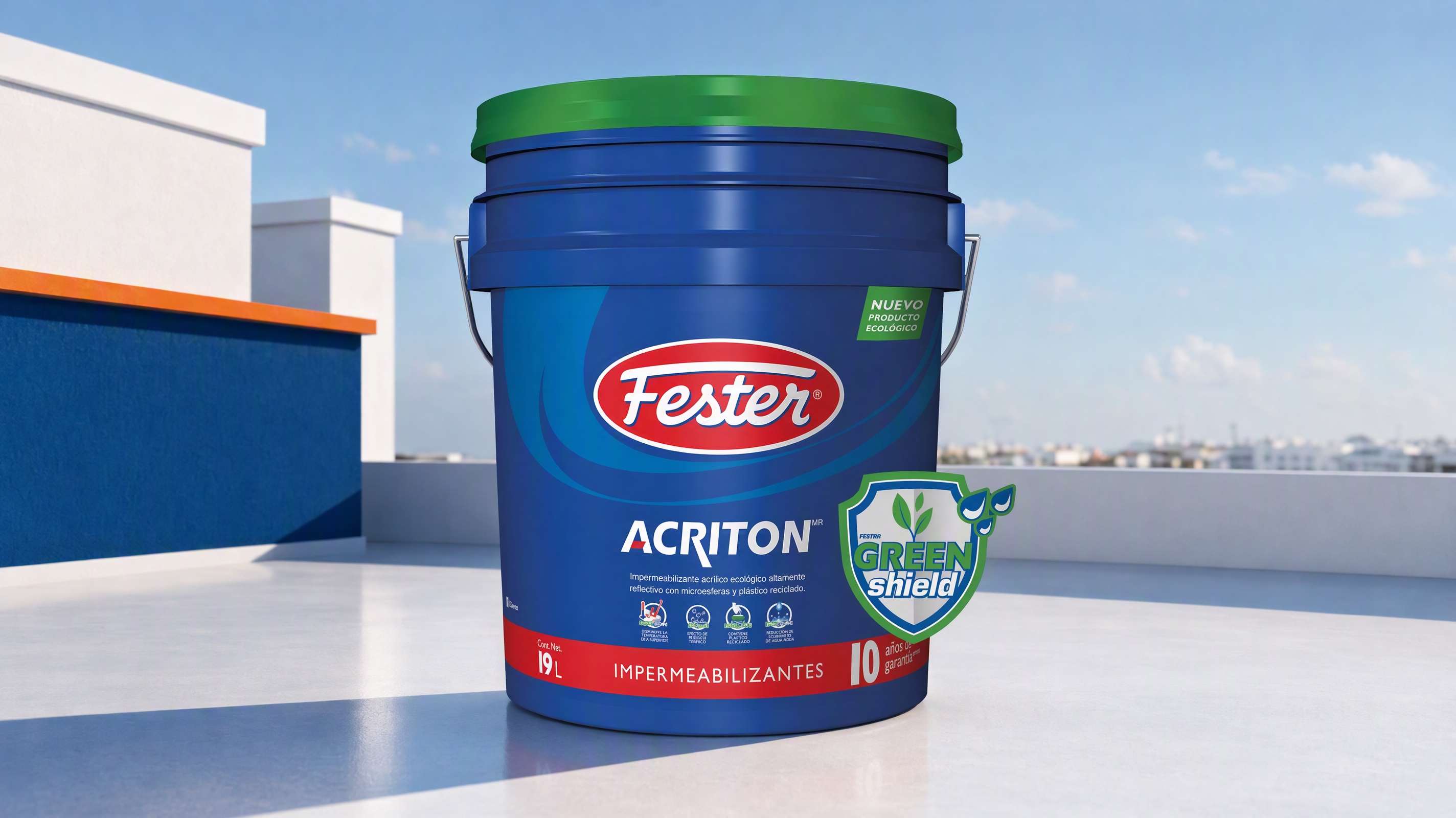 Cubeta de Fester Acriton Green-Shield 10 años blanco de 19 litros